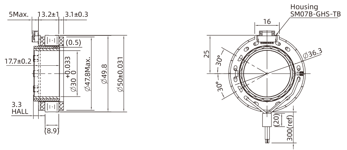 Dessin Dimensionnel Moteur Sans Cadre Taille 50mm